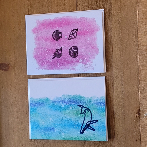 Set of 10 Ocean-Themed Watercolor Blank Cards! - Picture 2 of 8